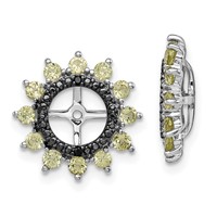 Sterling Silver Rhodium Peridot & Black Sapphire Earring Jacket view 1
