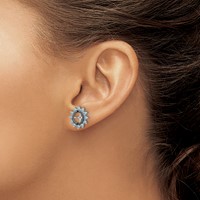 Sterling Silver Rhodium Swiss Blue Topaz & Black Sapphire Earring Jacket view 3