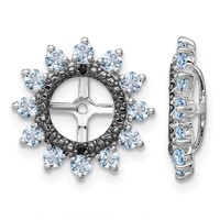 Sterling Silver Rhodium Swiss Blue Topaz & Black Sapphire Earring Jacket view 1