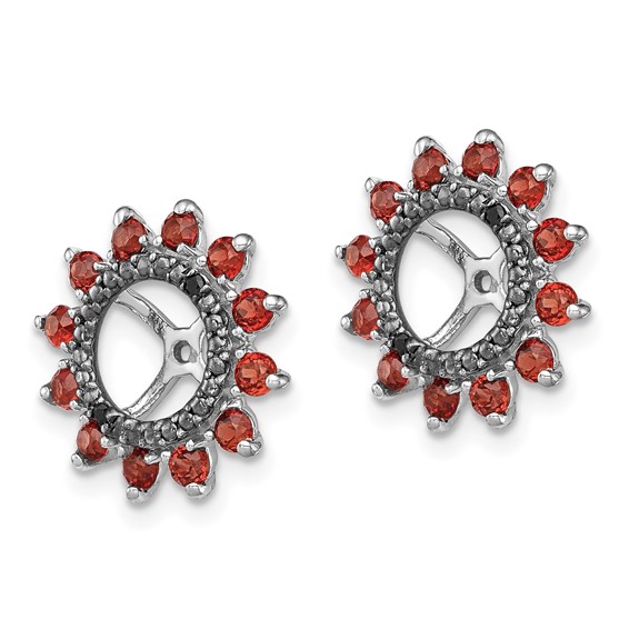 Sterling Silver Rhodium Garnet & Black Sapphire Earring Jacket