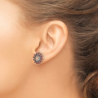 Sterling Silver Rhodium Garnet & Black Sapphire Earring Jacket view 3