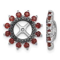 Sterling Silver Rhodium Garnet & Black Sapphire Earring Jacket view 1