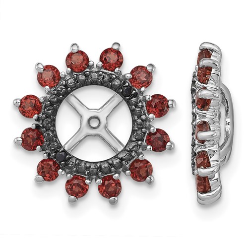 Sterling Silver Rhodium Garnet & Black Sapphire Earring Jacket