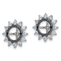 Sterling Silver Rhodium Aquamarine & Black Sapphire Earring Jacket view 2