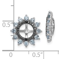 Sterling Silver Rhodium Aquamarine & Black Sapphire Earring Jacket view 4