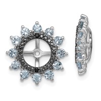 Sterling Silver Rhodium Aquamarine & Black Sapphire Earring Jacket view 1