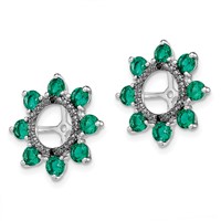 Sterling Silver Rhodium Created Emerald & Black Sapphire Earring Jacket view 2