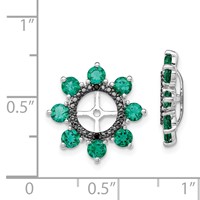 Sterling Silver Rhodium Created Emerald & Black Sapphire Earring Jacket view 4