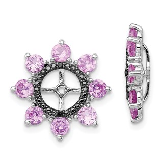 Sterling Silver Rhodium Created Pink Sapphire & Black Sapphire Earring Jack