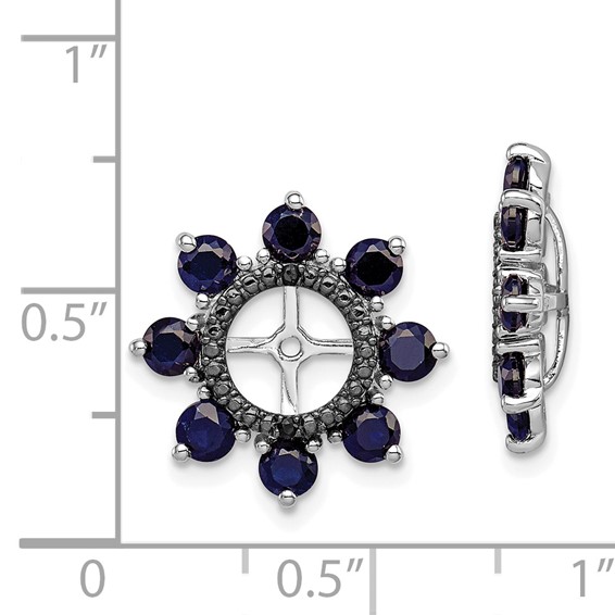Sterling Silver Rhodium Created Sapphire & Black Sapphire Earring Jacket