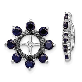 Sterling Silver Rhodium Created Sapphire & Black Sapphire Earring Jacket