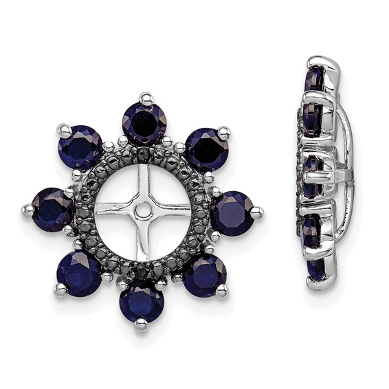 Sterling Silver Rhodium Created Sapphire & Black Sapphire Earring Jacket