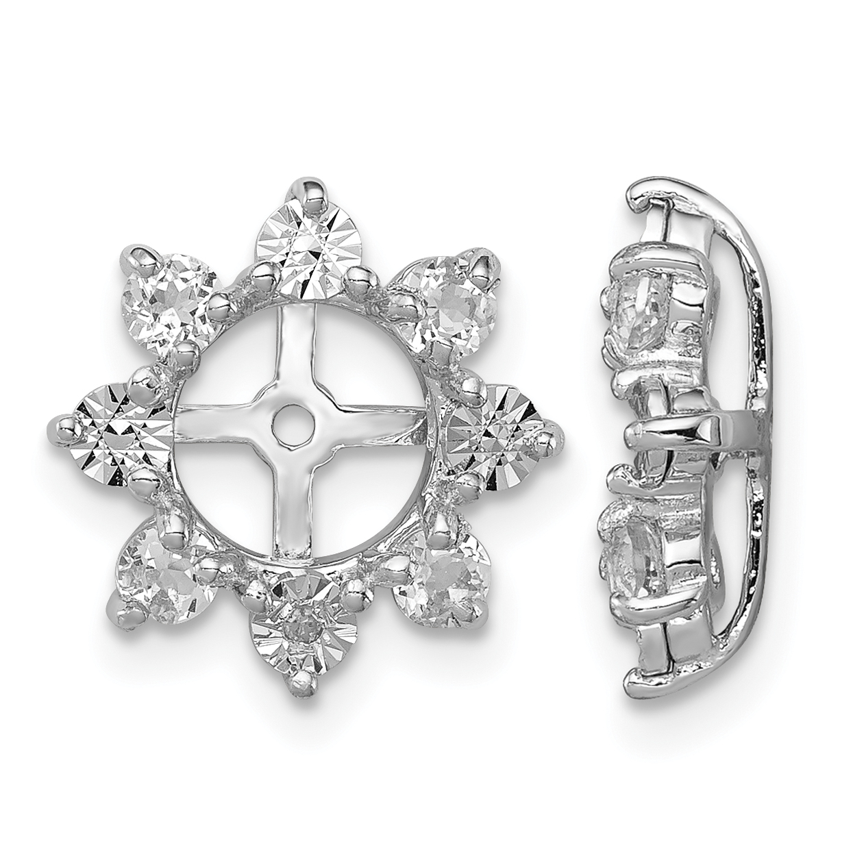 Sterling Silver Rhodium Diam. & White Topaz Earring Jacket (QJ115APR)