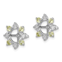 Sterling Silver Rhodium Diam. & Peridot Earring Jacket view 2