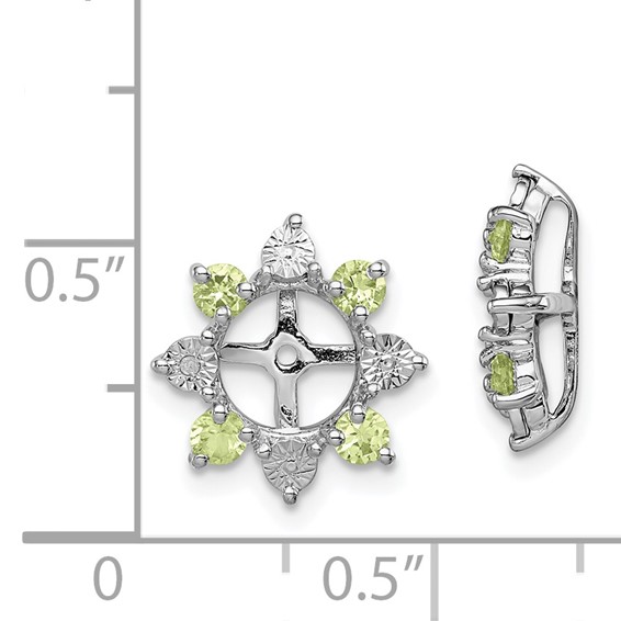 Sterling Silver Rhodium Diam. & Peridot Earring Jacket