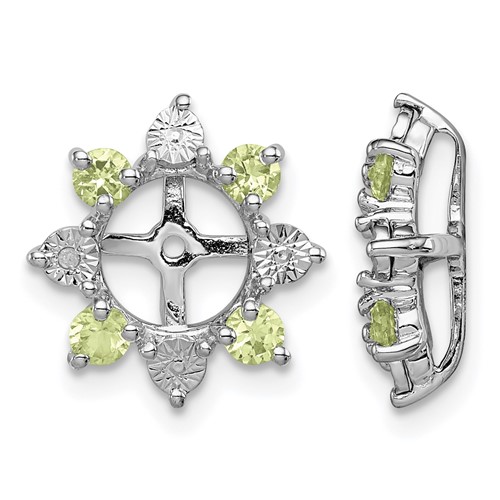 Sterling Silver Rhodium Diam. & Peridot Earring Jacket