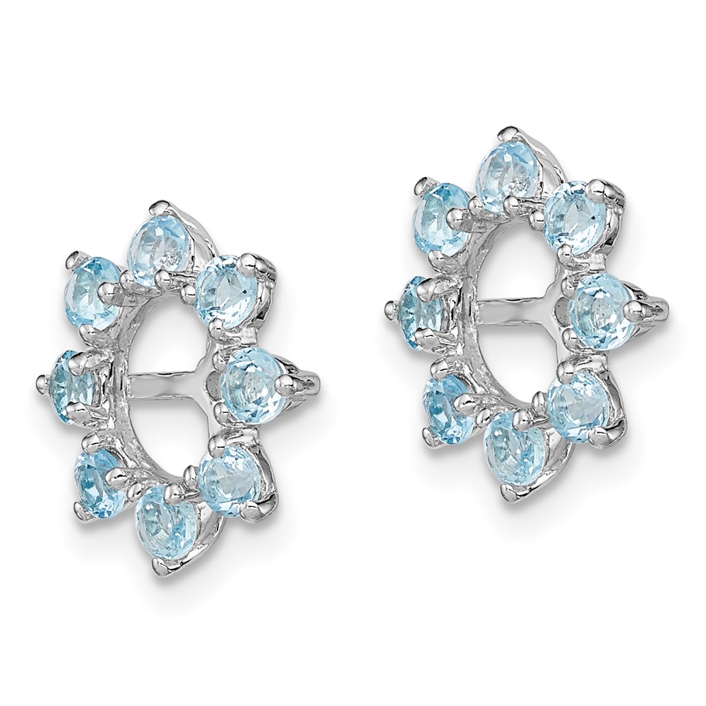 Sterling Silver Rhodium Swiss Blue Topaz Earring Jacket (QJ116DEC)
