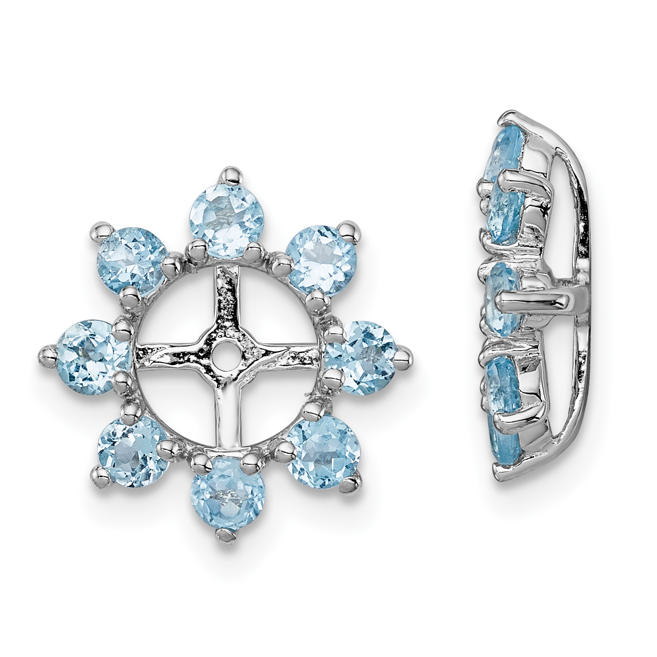 Sterling Silver Rhodium Swiss Blue Topaz Earring Jacket (QJ116DEC)