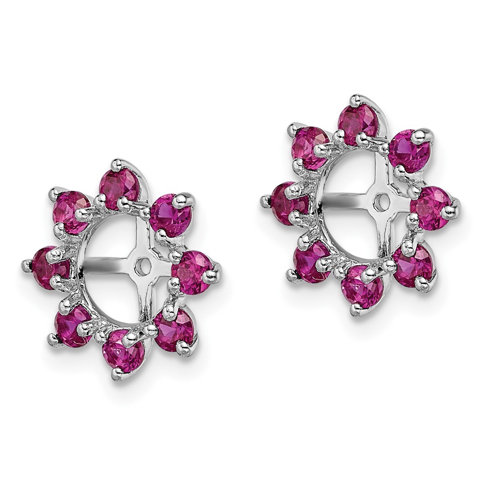 Sterling Silver Rhodium Created Ruby Earring Jacket (QJ116JUL)