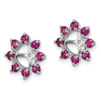 Sterling Silver Rhodium Created Ruby Earring Jacket view 2