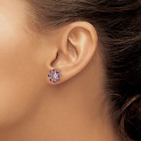 Sterling Silver Rhodium Created Ruby Earring Jacket view 3