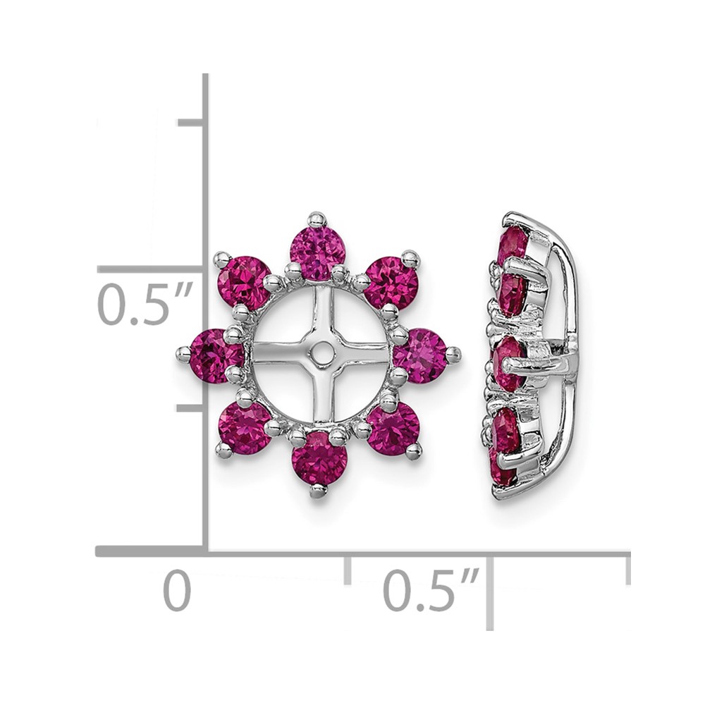 Sterling Silver Rhodium Created Ruby Earring Jacket (QJ116JUL)