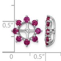 Sterling Silver Rhodium Created Ruby Earring Jacket view 4