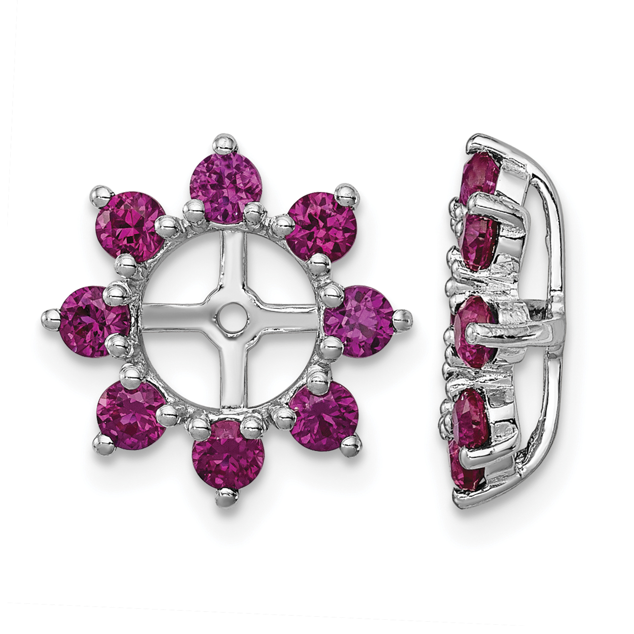 Sterling Silver Rhodium Created Ruby Earring Jacket (QJ116JUL)