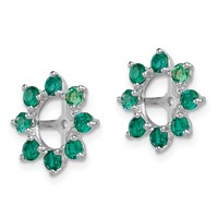 Sterling Silver Rhodium Created Emerald Earring Jacket view 2