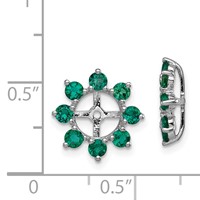 Sterling Silver Rhodium Created Emerald Earring Jacket view 4