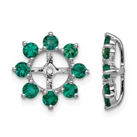 Sterling Silver Rhodium Created Emerald Earring Jacket view 1