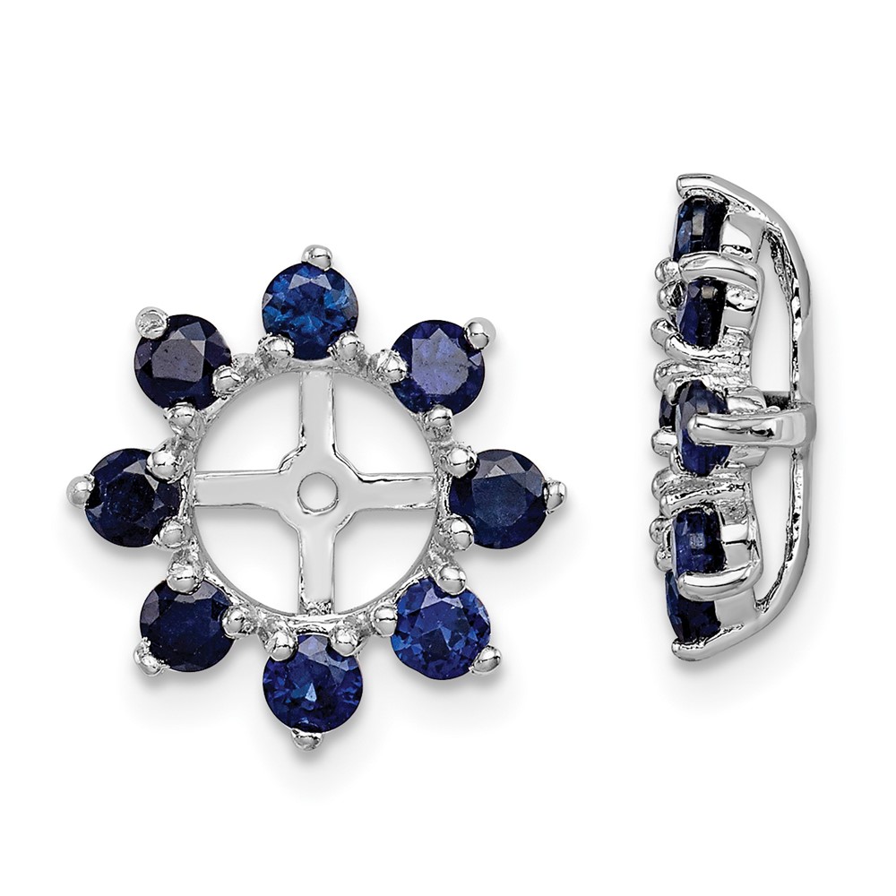 Sterling Silver Rhodium Created Sapphire Earring Jacket (QJ116SEP)