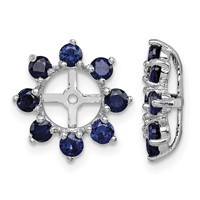Sterling Silver Rhodium Created Sapphire Earring Jacket view 1