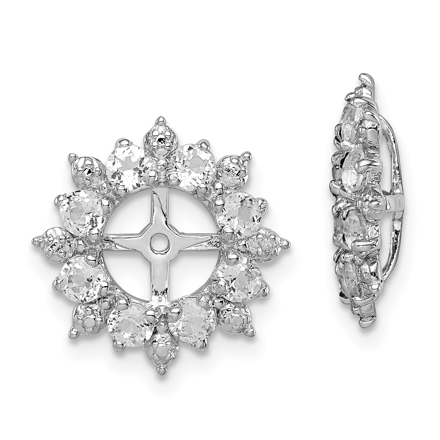 Sterling Silver Rhodium Diam. & White Topaz Earring Jacket (QJ119APR)