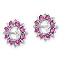 Sterling Silver Rhodium Diam. & Created Ruby Earring Jacket view 2