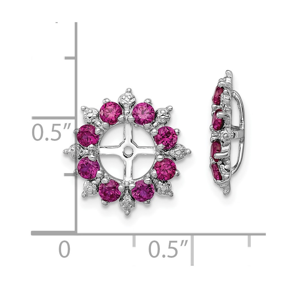 Sterling Silver Rhodium Diam. & Created Ruby Earring Jacket (QJ119JUL)