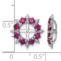 Sterling Silver Rhodium Diam. & Created Ruby Earring Jacket view 4