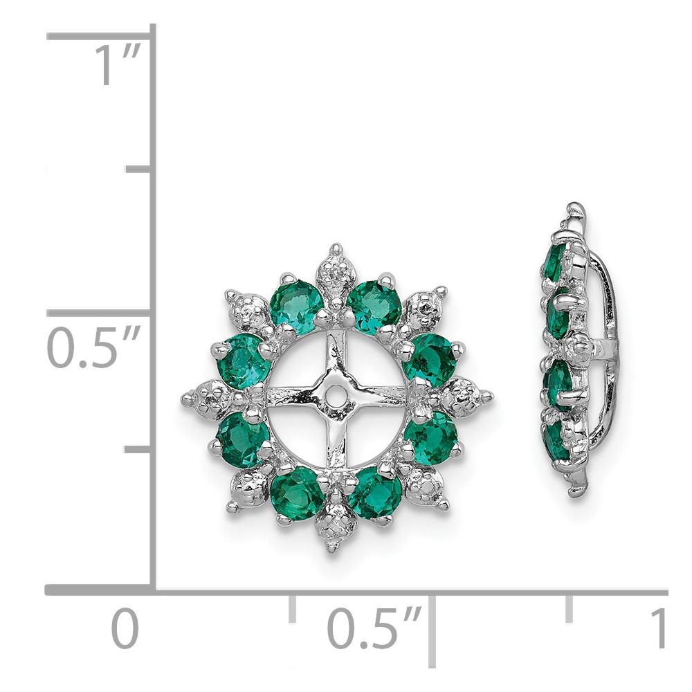 Sterling Silver Rhodium Diam. & Created Emerald Earring Jacket (QJ119MAY)