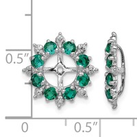 Sterling Silver Rhodium Diam. & Created Emerald Earring Jacket view 4