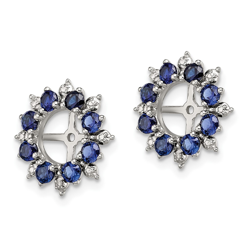 Sterling Silver Rhodium Diam. & Created Sapphire Earring Jacket (QJ119SEP)