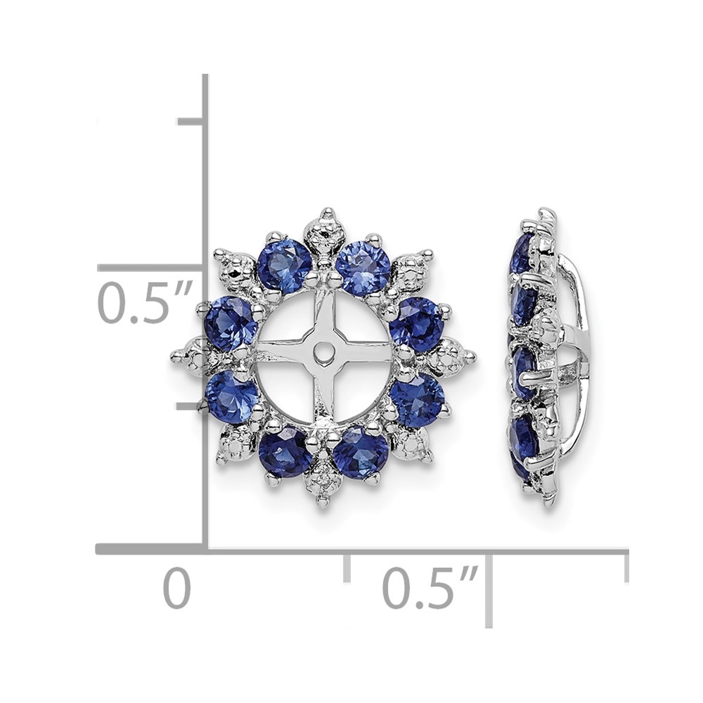 Sterling Silver Rhodium Diam. & Created Sapphire Earring Jacket (QJ119SEP)