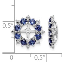 Sterling Silver Rhodium Diam. & Created Sapphire Earring Jacket view 4