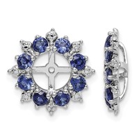 Sterling Silver Rhodium Diam. & Created Sapphire Earring Jacket view 1