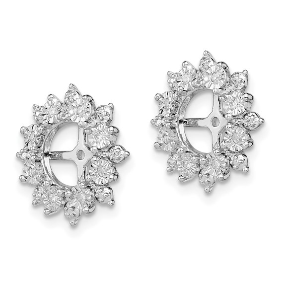 Sterling Silver Rhodium Diam. Earring Jacket