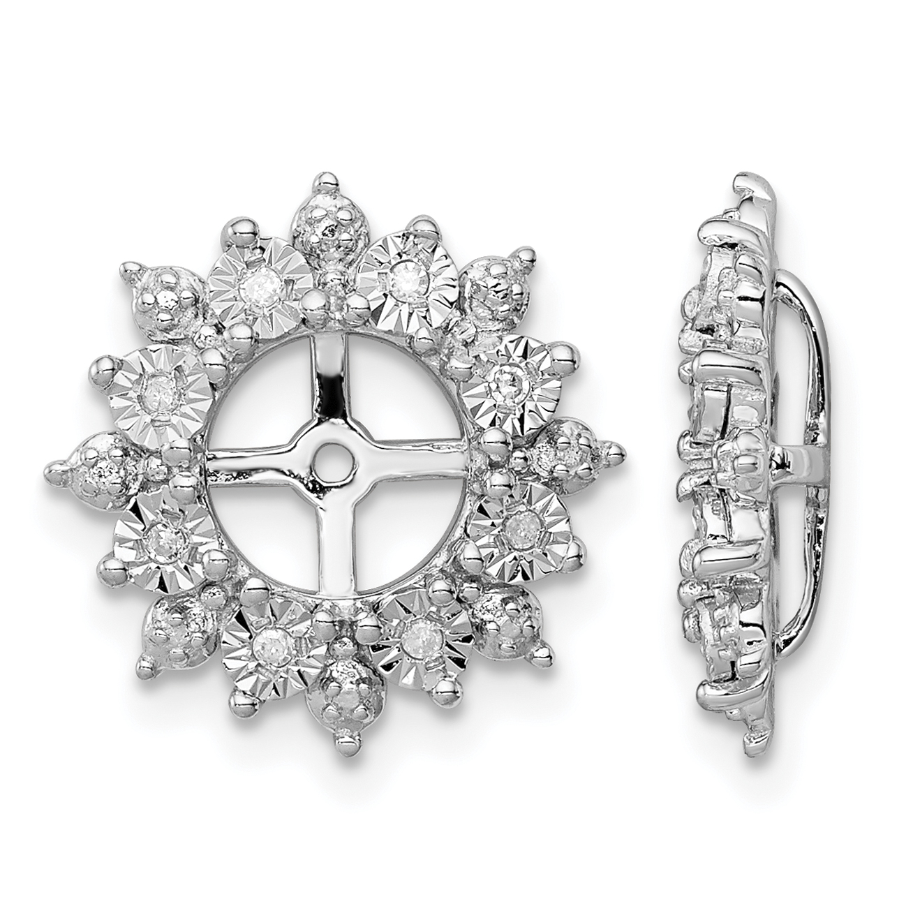 Sterling Silver Rhodium Diam. Earring Jacket (QJ121)