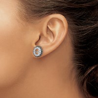 Sterling Silver Rhodium White Topaz & Black Sapphire Earring Jacket view 3