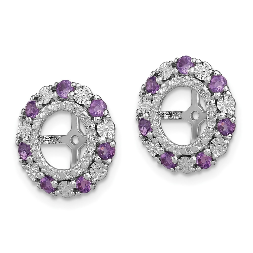 Sterling Silver Rhodium Amethyst Earring Jacket (QJ129FEB)