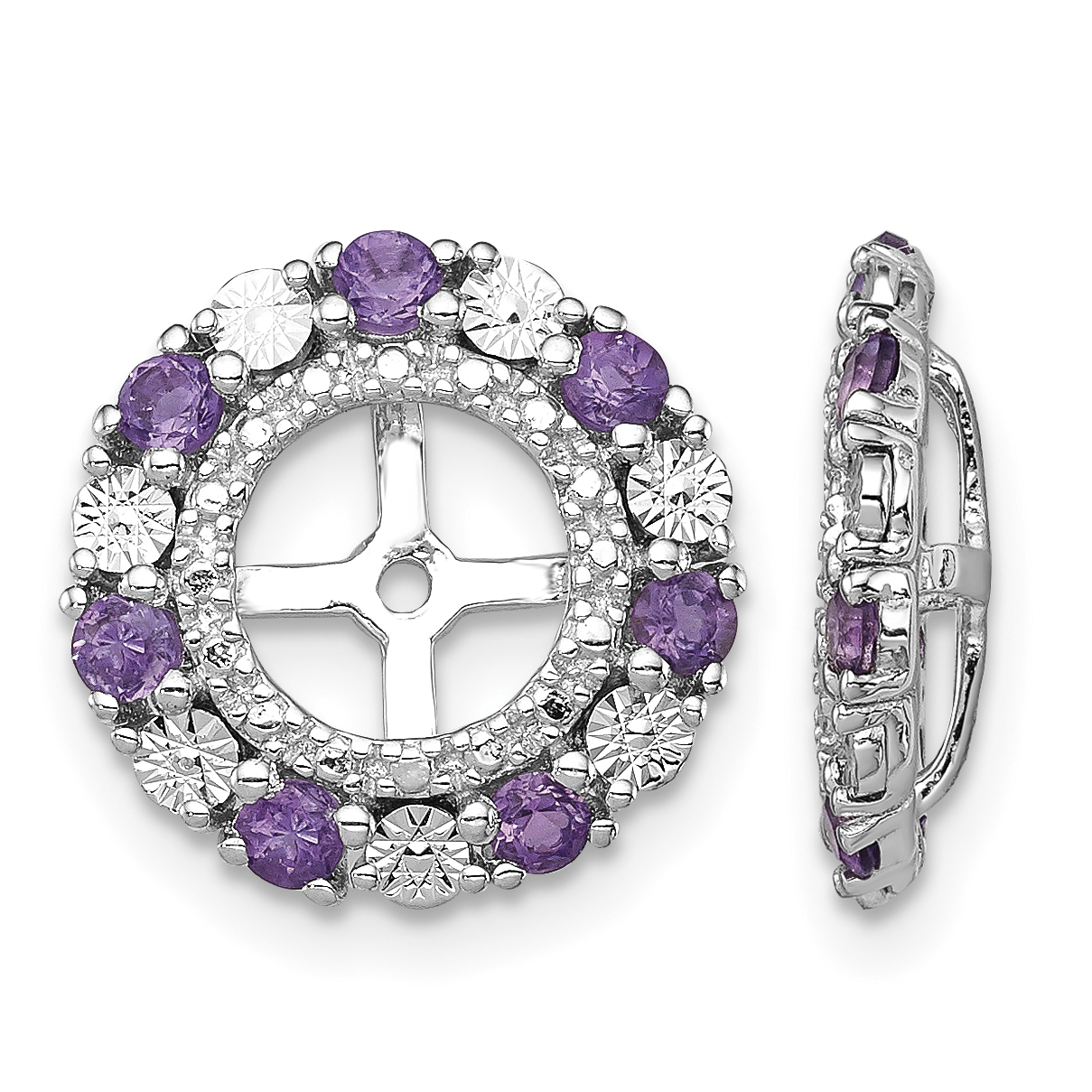 Sterling Silver Rhodium Amethyst Earring Jacket (QJ129FEB)