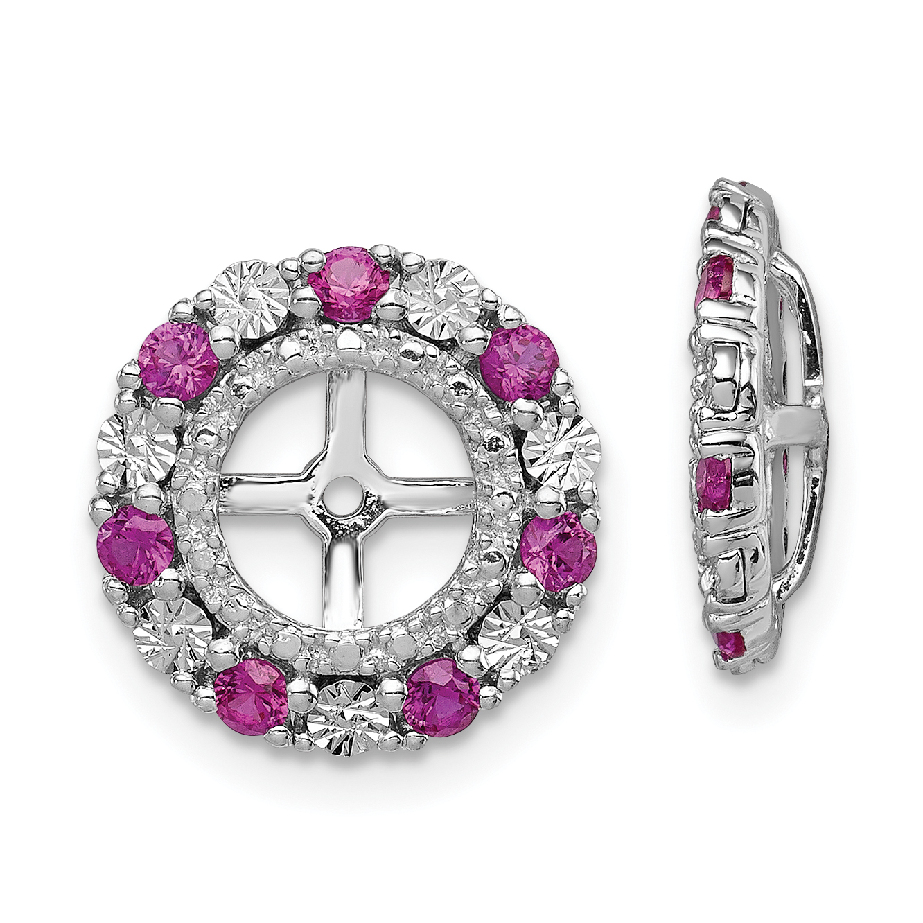 Silver Rhodium Created Ruby Earring Jacket QJ129JUL 886774283340| eBay