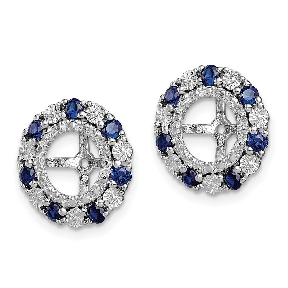 Sterling Silver Rhodium Created Sapphire Earring Jacket (QJ129SEP)